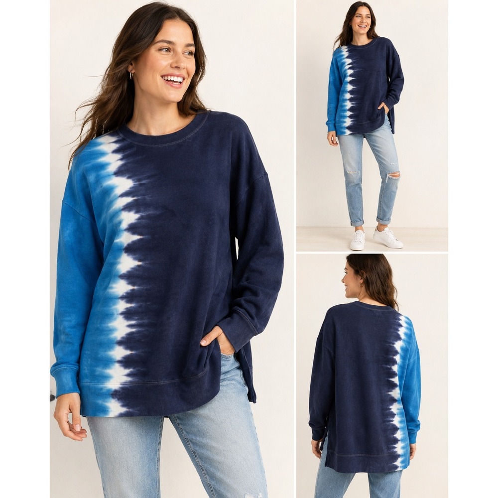 Old Navy Womens XL Blue Tie Dye Crewneck Sweatshirt Specially Dyed NWT 648319